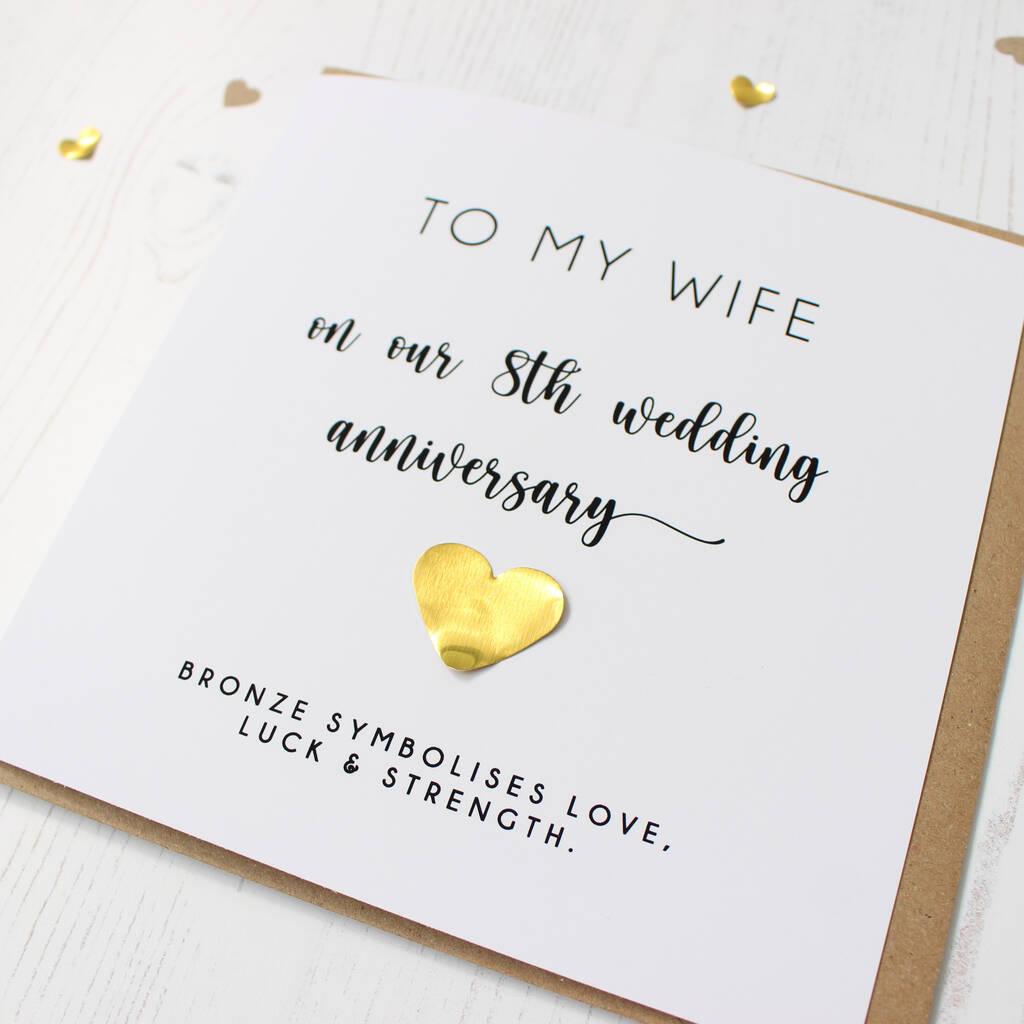 Personalised Bronze 8th Anniversary Card For Husband/Wife By Hope and Love