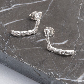 Sterling Silver Molten Studs, 3 of 4