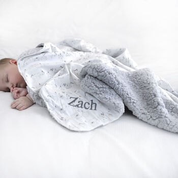 Personalised Baby Woodland Animals Sherpa Blanket, 2 of 5