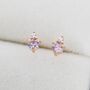 Sterling Silver Alexandrite Blue Purple Cz Stud Earrings, thumbnail 4 of 12