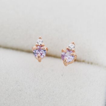 Sterling Silver Alexandrite Blue Purple Cz Stud Earrings, 4 of 12