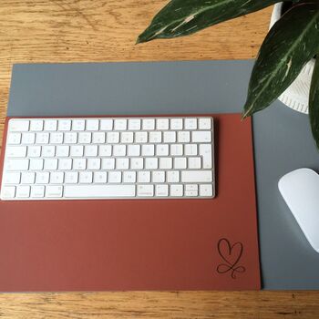 Heart Engraved Leather Desk Mat, 2 of 6