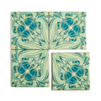 Botanical Green Blue Ceramic Tile, 4 of 12