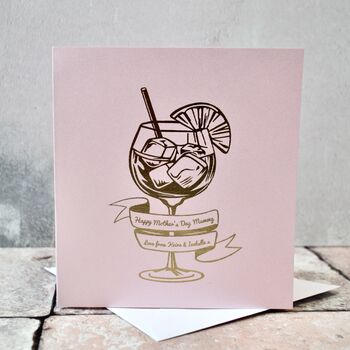 Personalised Gin Mother's Day Gold Foil Card, 2 of 3