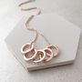 50th Birthday Five Rose Gold Plated Rings Necklace, thumbnail 1 of 4