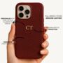 Personalised Pebble Genuine Leather Phone Case Full Gold | Brown And Burgundy, thumbnail 2 of 3