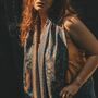 Navy Blue Vintage Butterfly And Tassel Pashmina Scarf, thumbnail 4 of 4