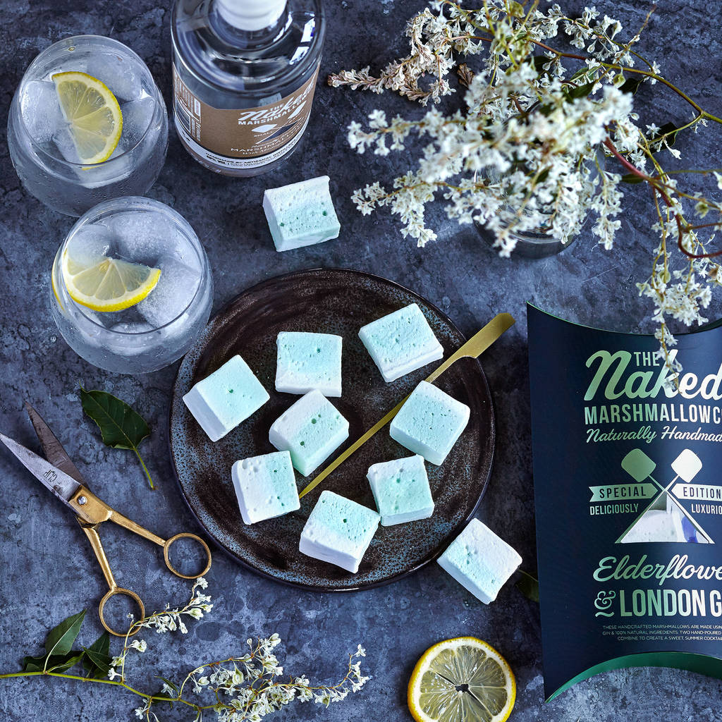 Elderflower And London Gin Gourmet Marshmallows By The Naked Marshmallow Co
