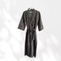 Grey And Pink Flower Print Cotton Dressing Gown Kimono, thumbnail 2 of 2
