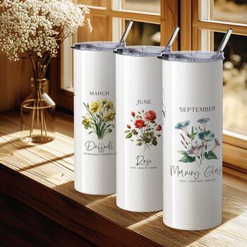 Personalised Birth Flower And Initial Insulated Travel Cup, 4 of 9