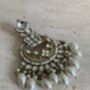 White Antique Gold Chand Bali Indian Earrings, thumbnail 7 of 9
