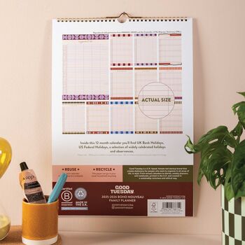 2025–2026 Academic A3 Family Planner | Boho Nouveau, 8 of 9