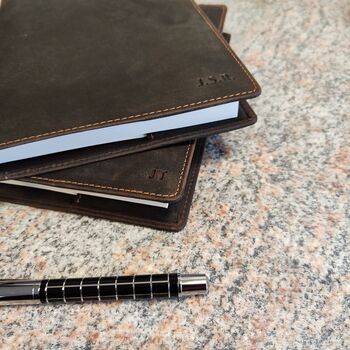 Personalised Vintage Leather Lined A5 Notebook, 4 of 7