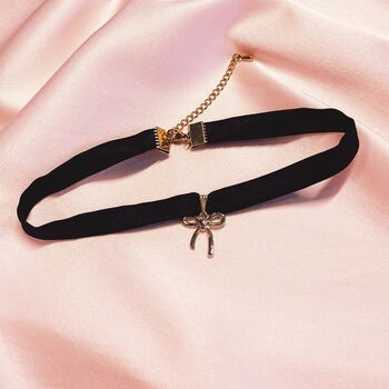 Bobbie Bow Charm Narrow Silk Choker, 5 of 7