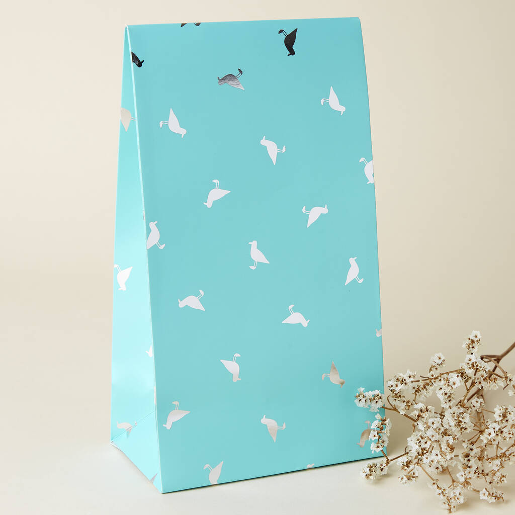 Medium Turquoise Seagull Gift Wrap Box Bag