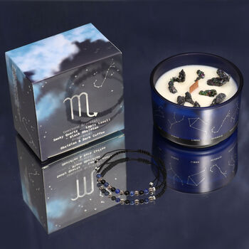 Scorpio Zodiac Crystal Candle And Gemstone Bracelet Gift Set, 4 of 6