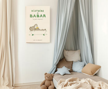 Babar The Elephant Bath Nursery Art Print, 3 of 3