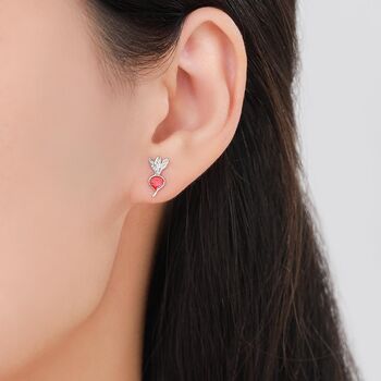 Sterling Silver Beetroot / Radish Stud Earrings, 6 of 12