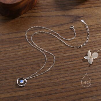 Sterling Silver Moonstone And Mobius Circle Pendant Necklace, 3 of 11