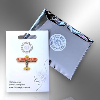 Free Your Soul Glider Plane Flying Aircraft Aviation Hard Enamel Pin, Gifts For Men, 5 of 8