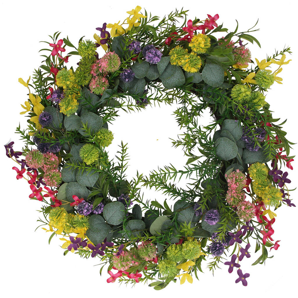 Easter Eucalyptus Wreath With Spring Flowers