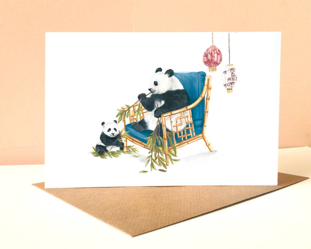 Panda And Baby Panda Greetings Card By Hannah Farr's Pet Portraits