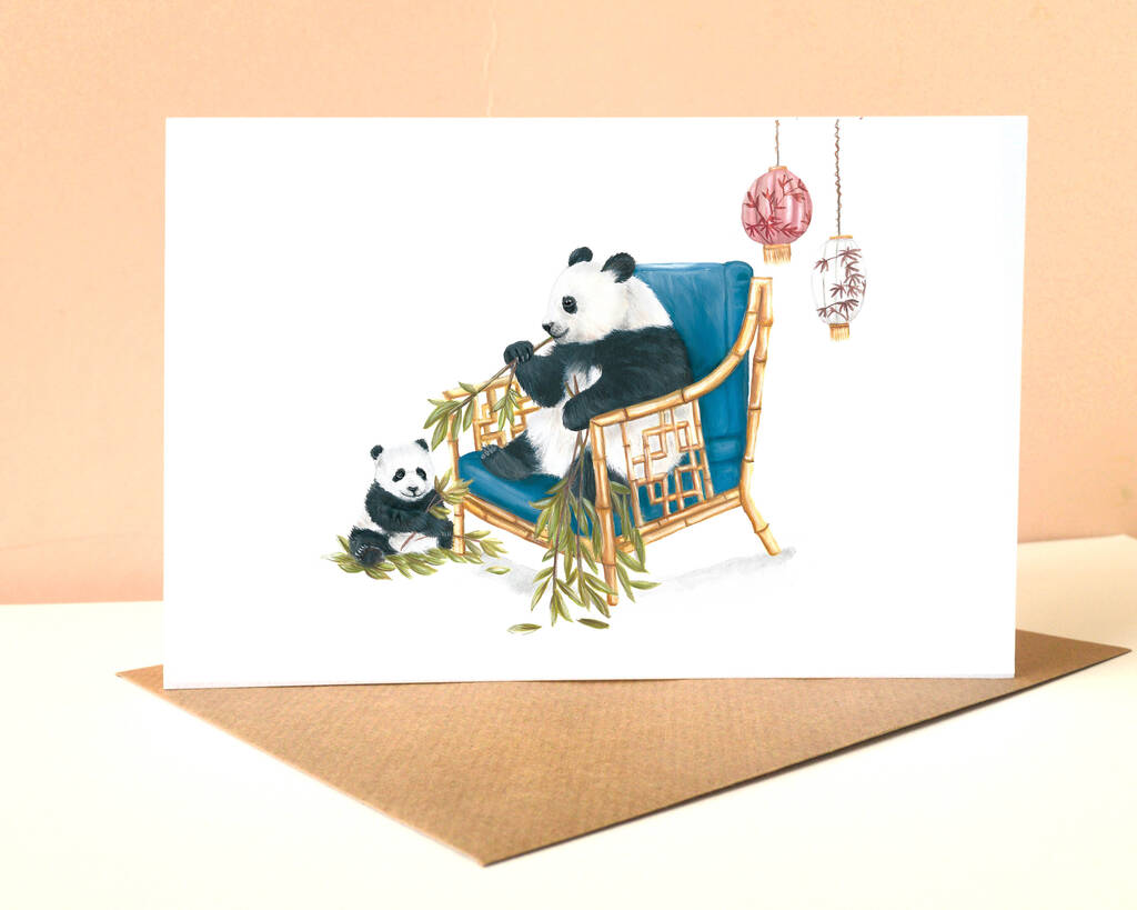 Panda And Baby Panda Greetings Card, 1 of 6