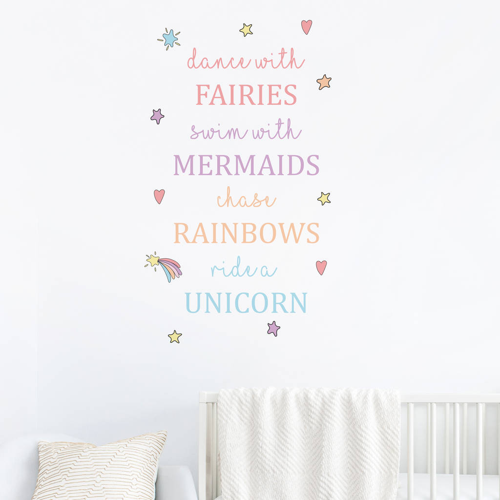 Unicorns Fairies Mermaids Rainbows Wall Sticker