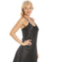 British Made Black Short Satin Nightdress Crossed Back, thumbnail 1 of 5