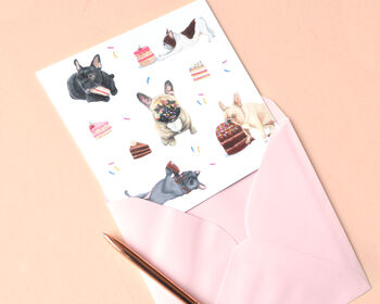 French Bulldog Party Illustrated Birthday Card, 3 of 6