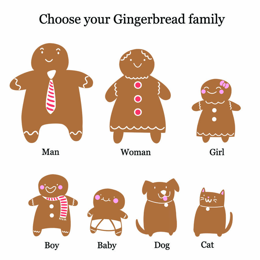 personalised gingerbread family christmas card packs by quirky gift ...