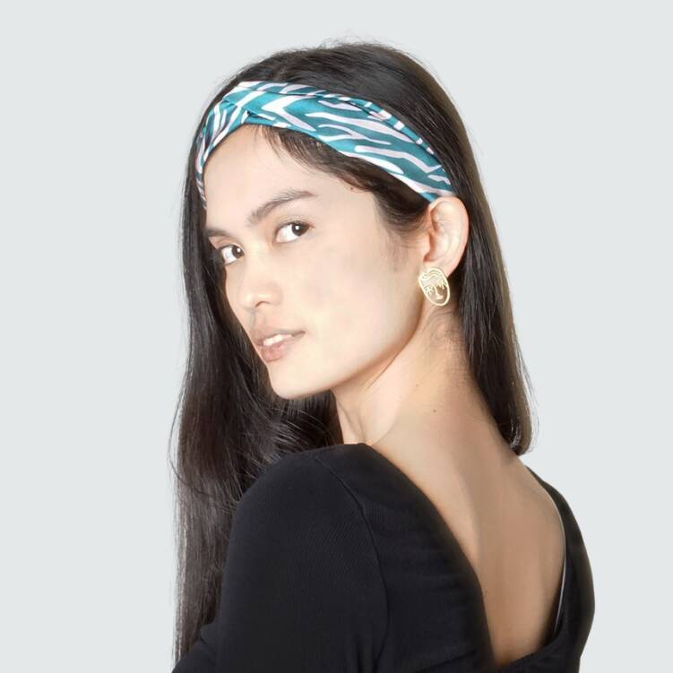 Green Shima Animal Print Twist Headband, 1 of 2