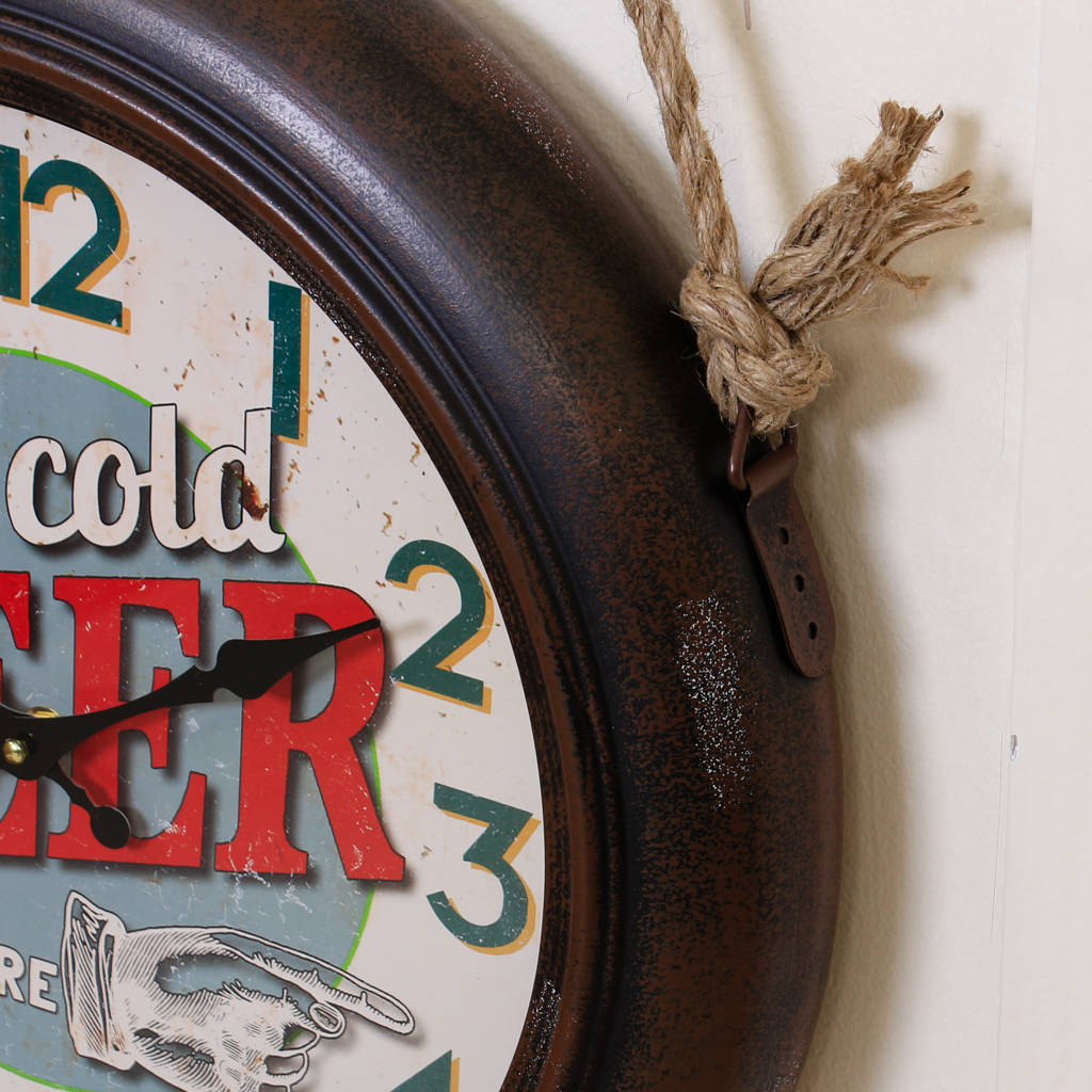 Retro Beer Lover's Hanging Wall Clock By Dibor
