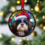 Shih Tzu Black And White In Santa Hat Suncatcher Decoration, thumbnail 2 of 6