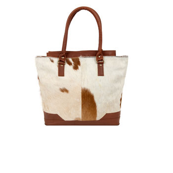 Brown And White Pony Hair Florence Tote Handbag, 4 of 8