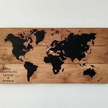 Personalised Light Up Oak Map, 2 of 7