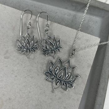 925 Sterling Silver Lotus Necklace, 5 of 7