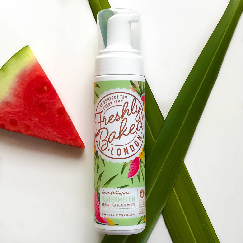 watermelon self tan mousse by freshly baked london