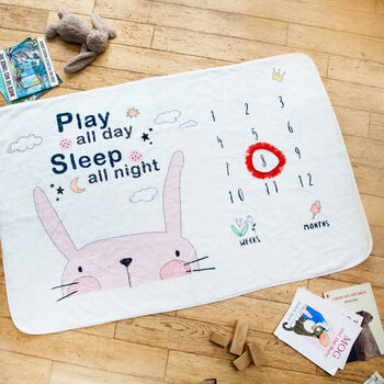 'Play All Day' Baby Milestone Cotton Blanket, 2 of 12