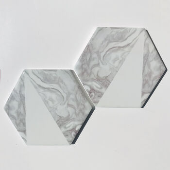 Grey Marble Stone Effect Ceramic Coaster Set, 2 of 3