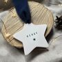 Personalised Handstamped Christmas Hanging Ceramic Star, thumbnail 1 of 3