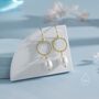 Sterling Silver Genuine Freshwater Pearl Drop Hook Earrings With Circle, thumbnail 2 of 10