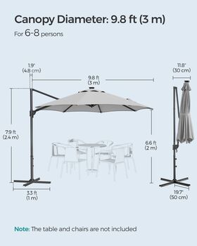 Garden Parasol Umbrella Solar Powered LED Lights Upf50+, 10 of 12