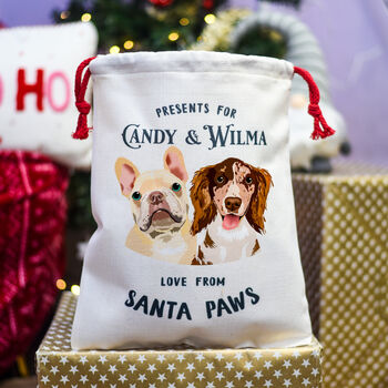 Hand Drawn Dog Christmas Present Sack Personalised, 5 of 9