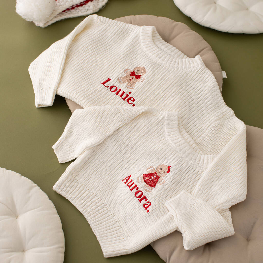 Personalised Name Gingerbread Children's Christmas Jumper, 1 of 5