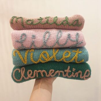 Personalised Hand Knitted Children’s Name Cardigan, 5 of 8