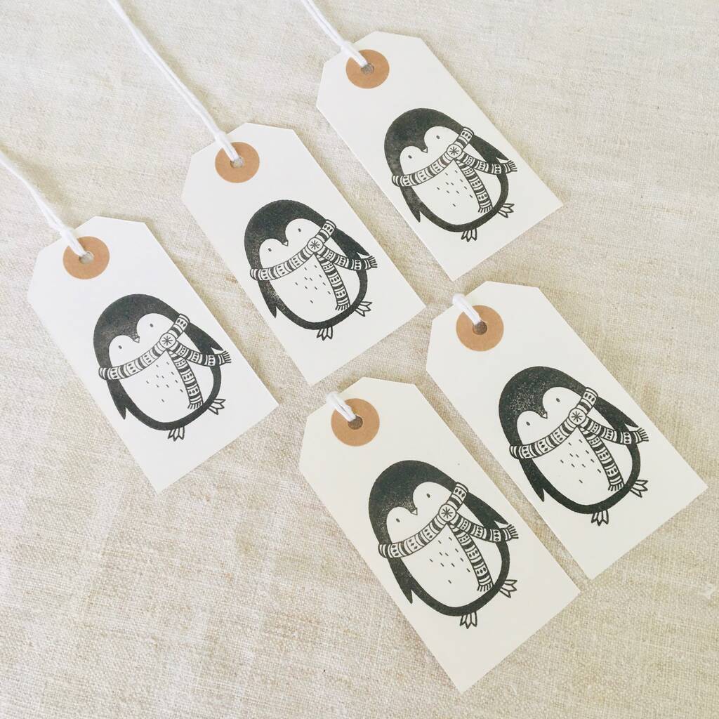 Set Of Five Penguin Christmas Gift Tags, 1 of 2