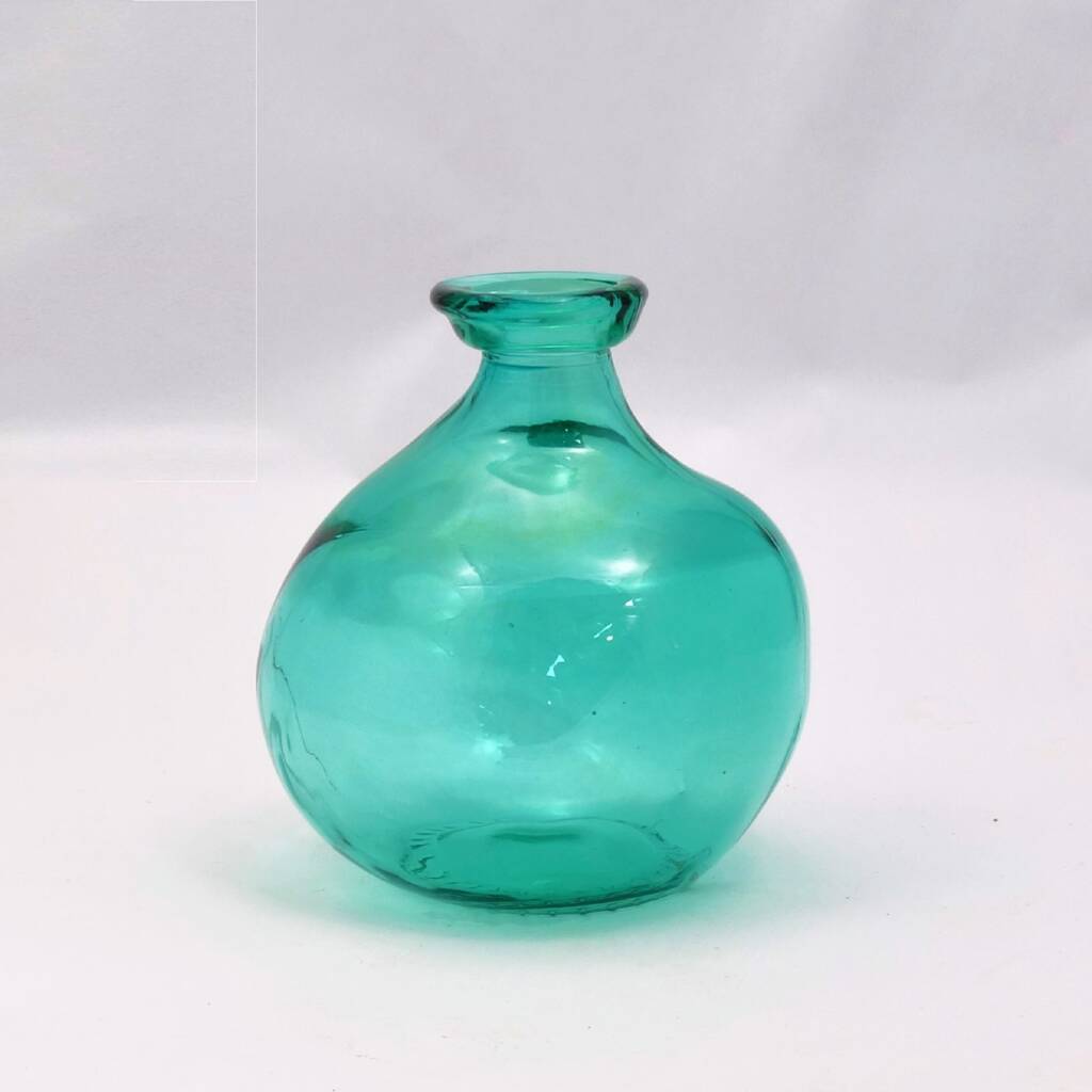 Recycled Glass Vase 18cm Blown Glass Ten Colours By The Recycled