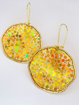 Statement Disco Earrings With Gold Glitter, 3 of 12