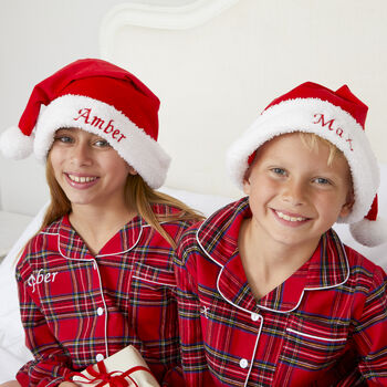 Girl's And Boy's Personalised Luxury Tartan Christmas Brushed Cotton Pyjama, 2 of 12